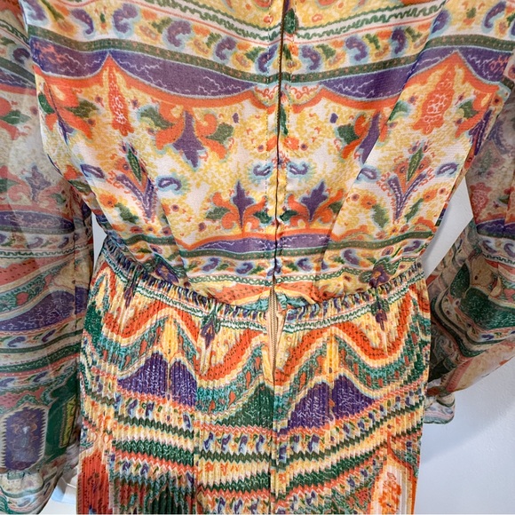 Dalani II Vintage 70s Plissé Accordion Pleat Dress Long Sleeve Retro Sz 10 - Picture 6 of 13